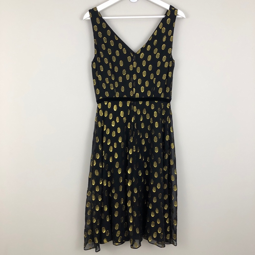Boden Dolores Silk Velvet Gold Polka Dot Dress - Picture 7 of 8